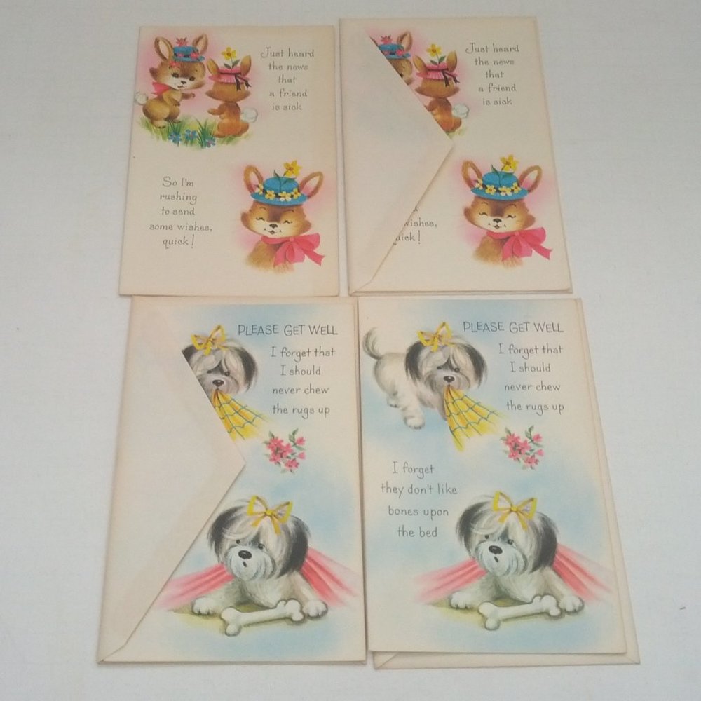 Vintage get well greeting card lot puppy bunny sunshine line Christian cards